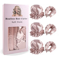 3Pc Satin Heatless Curling Rod with Hair Caps, Soft Overnight Curling Rod Headband for Long Hair, DIY Hairstyling Tools