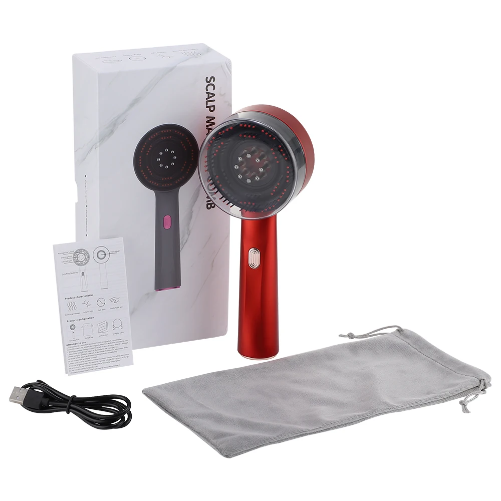 Electric Vibration Massage Comb Red